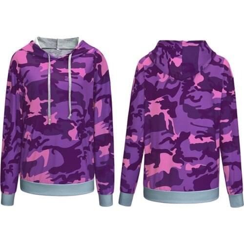 2020 New European And American Autumn Tops Camouflage Stitching Long-Sleeved Casual Hooded Sweater Round Neck Stitching Top