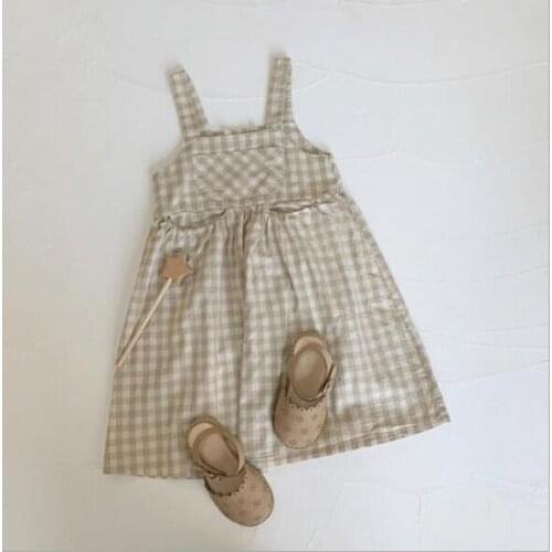 2021 New Style Girls Plaid Dress Fashion Spring Cotton Girls Dresses 1-7 Years QI63