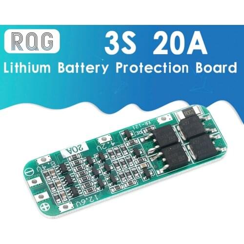 3S 20A Li-ion Lithium Battery 18650 Charger PCB BMS Protection Board For Drill Motor 12.6V Lipo Cell Module 64x20x3.4mm