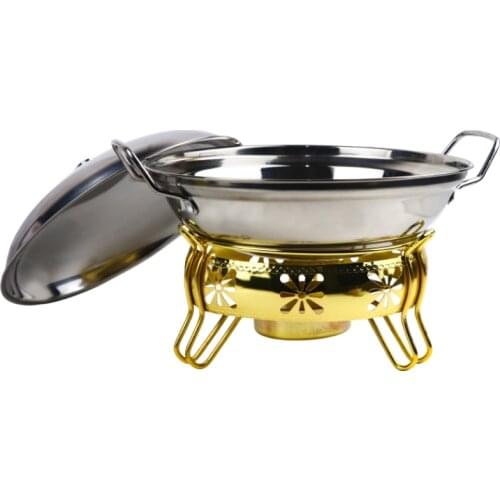 9-11 Inches Thickened Stainless Steel Alcohol Stove Small Hot Pot Portable Hotel Dry Pot Pot Household Solid Liquid Hot Pot