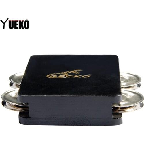GECKO Black Thailand Rubber Wood Timber Cajon 4 Bell Castanet Box Drum Companion Percussion Accessories