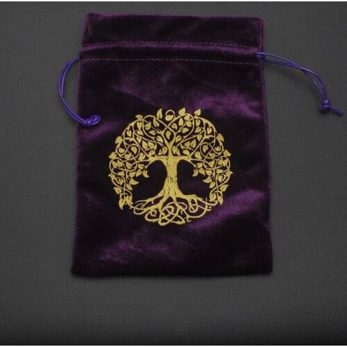 Tree of Life Skull Jewelry Storage Bag Purple Velvet Pouches with Drawstrings for Jewelry Gift Packaging for Women