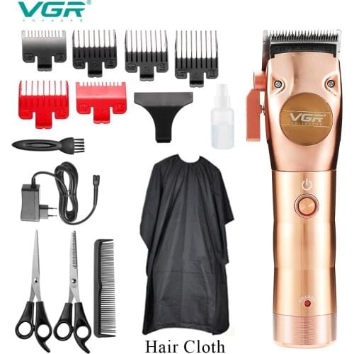 VGR Electric Clippers Full Metal Hair Clipper Rechargeable Hair Cutte Barber Oil Head Push Electric Hair Trimmer Kit Machine
