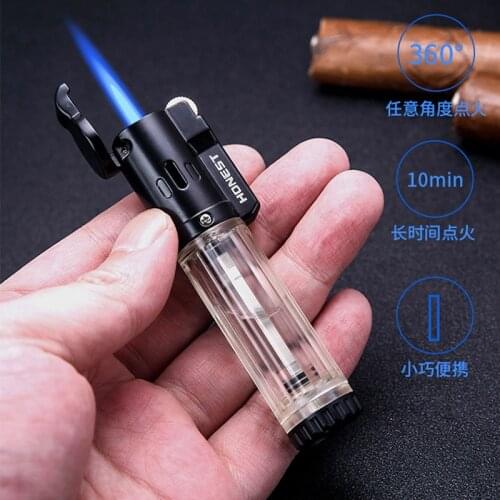 Torch Turbo Jet Butane Gas Lighter Metal Strip Windproof Cigar Cigarette Lighter 1300 C Fixed Fire Portable Gadgets For Men