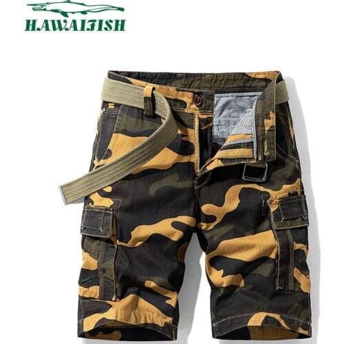 Hawaifish brand Cargo Shorts men 2021 Summer Mens Multi Pockets Military Cotton Short Pants fashion style bermuda masculina