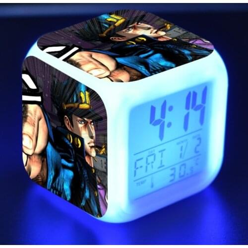 JoJo Bizarre Adventure Anime Figuras 7 Colors Change Touch light Alarm Clock Flashing Model Toys for Kids