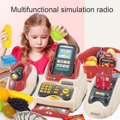 36Pcs Market Shopping Cash Register Credit Card Machine Kids Play House Toys Simulation ATMs Model Kids Educational Toys Games