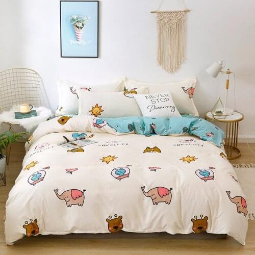 Blue White Cartoon Animal Comforter Bedding Set Elephant Dog Luxury Fashion King Queen Twin Size Bed Linen Duvet Cover Set Gifts