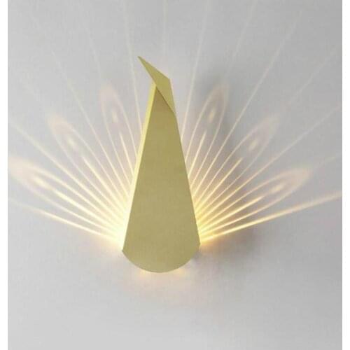Creative Peacock style led wall lamp living room bedroom bedside LED decorative light Indoor Nordic Wall Light for Bedroom