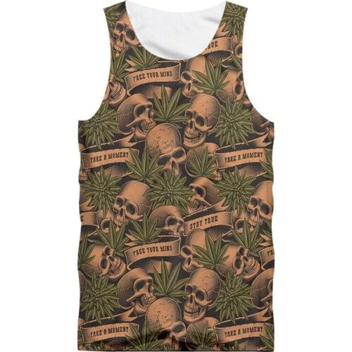 IFPD New Tank Top Skull Weed Horror Gothic 3d Print Summer Cool Streetwear Oversized EU Size Unisex Sleeveless Vest Dropshipping