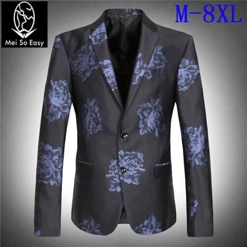 Brand fashion flower super large autumn mens suits obese high qulatiy Blazer Two Button plus size M- 3XL4XL 5XL 6XL 7X L 8XL