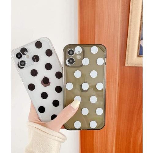 Polka Dots Clear TPU Soft Transparent Back Phone Case Cover Shell For iPhone 7 8 Plus 11 12 Pro Max 12 mini XR XS Max Skin