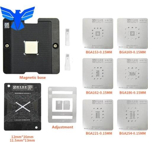 Amaoe Nand Bga Reball Set Reballing Stencil For Emmc Emcp Ufs Bga 153 162 169 186 221 254 Android Nand Pcb Rework Repair Tools