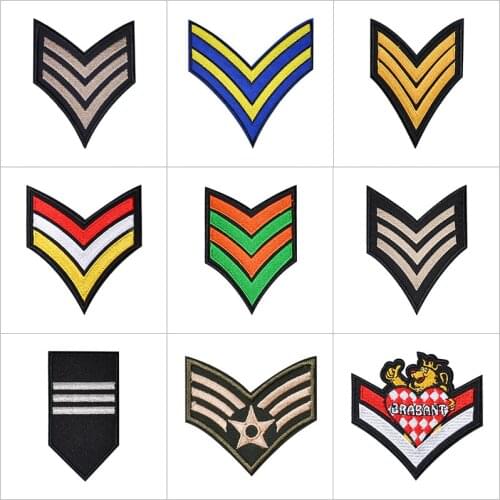 Military Rank Patches Clothing Applications Embroidered Stripes Badges Iron on Appliques Medal Stickers for Clothes