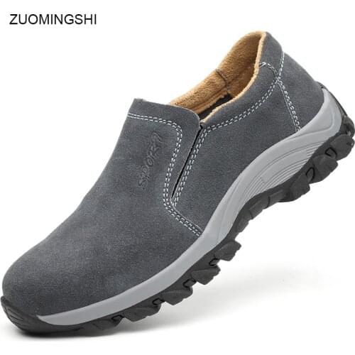 Non metallic Safety Shoes Men Leather Boots Puncture and Smash Proof Work Boots Lightweight Non-slip Shoes Rubber Sole