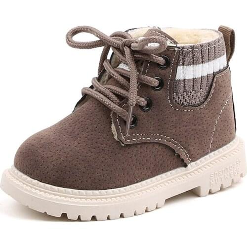 2020 New Winter Children Shoes Pu Leather Martin Boots For Kids Warm Snow Boots Baby Girls Boys Rubber Boots Fashion Sneakers
