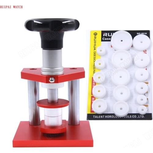 OEM Bench crystal bezel press watch case back closing tool with Nylon Dies New RED