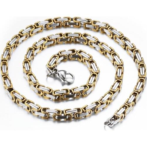 5mm Stainless Steel Mens Necklace Fashion Male Jewelry Accessories Silver Color Collar Choker Byzantine Chain Punk Wholesale