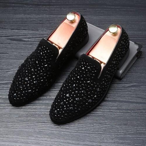 Coiffeur formal shoes men rhinestone mens dress shoes sepatu slip on pria loafers men wedding shoes moda italiana de hombre gjm8