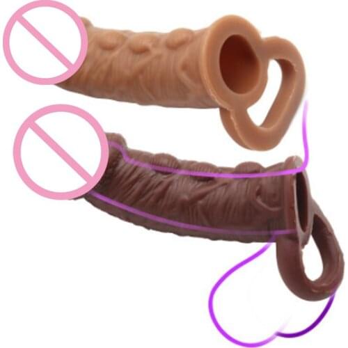 Penis Enlargement Sleeve Male Enlargement Condoms Reusable Silicone Cock Rings Delay Ejaculation Sex Toys for Men