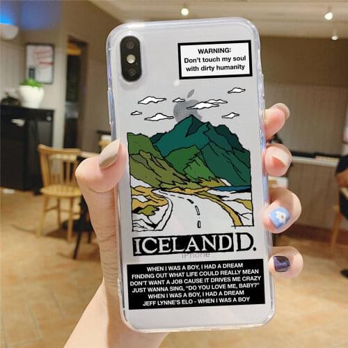 Simple Case for iPhone 11 Pro Max XS Max XR X 6 6s 7 8 Plus Fashion Icelandic landscape Soft Phone Cover Cartoon Coque Fundas