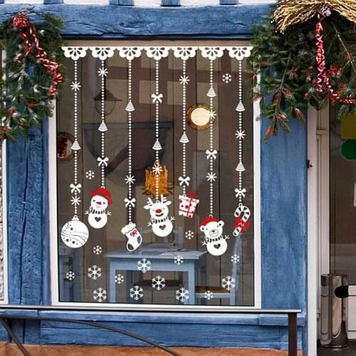 Window Shop Window Christmas Decoration Stickers Home New Year Decoration Garland Stickers Santa Claus Reindeer Stickers