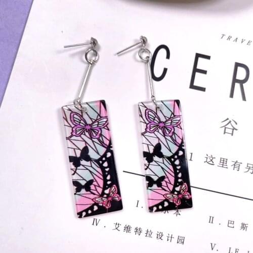 Trumpet Drop Earrings Anime Acrylic Demon Slayer Kimetsu no Yaiba Blade of Ghost Earings For Women Men Gift Earrings