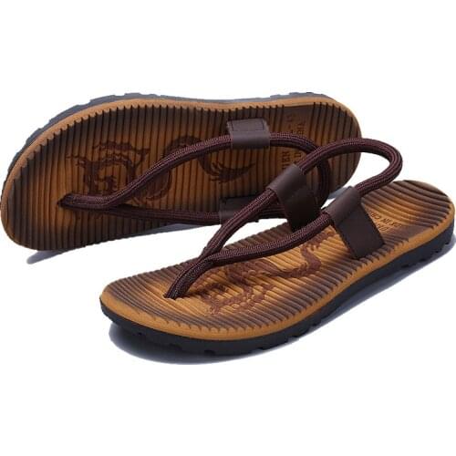 Flip Flops Slip On Flats Slippers Slides Sandals Men Sandalias Hombre Gladiator Casual Sandals Rope Male Summer Beach Shoe H339