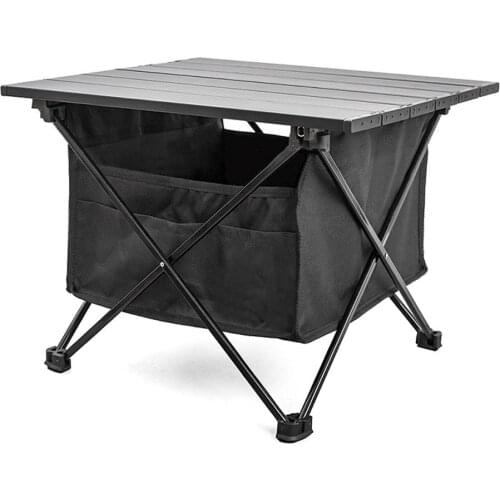Outdoor Folding Table Storage Basket Picnic Table Storage Hanging Bag Invisible Pocket Waterproof Camping barbecue Table Black