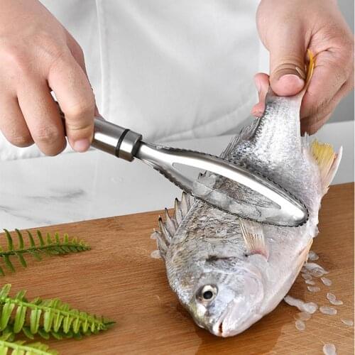304 Stainless Steel Fish Scale Remover Planer Scraper Non-Slip Manual Quick Fish Scale Remover Seafood Tools Kitchen Accessories
