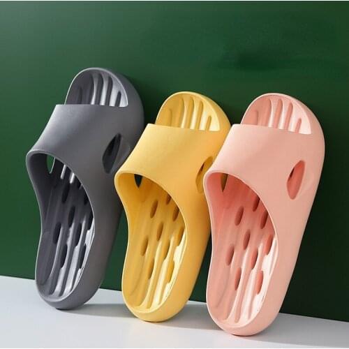 Women Indoor Slides Solid Color Sofe Bottom non-slip Bathing Bathroom Hollow Breathable Home Sandals Flat House Slippers