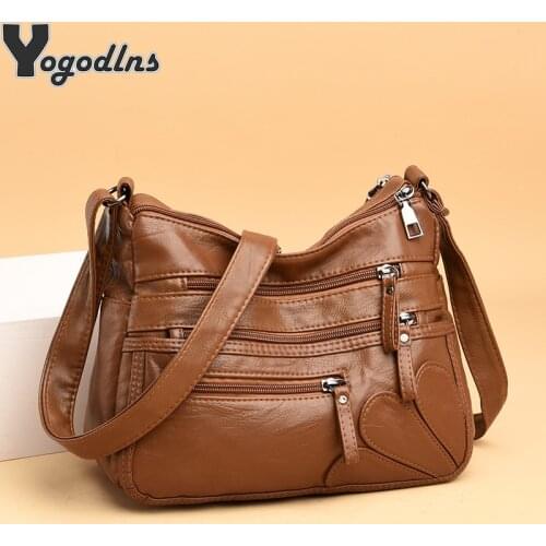 Vintage Small Crossbody Bag Women Casual PU Leather Messenger Bag Double-layer Handbag and Purse Lady Shopping Phone Totes Bolso
