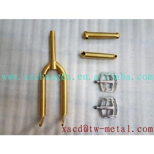 Anodized titanium BMX bicycle fork golden titanium bmx bike fork colorful BMX bike fork custom titanium BMX fork