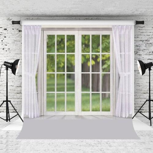 VinylBDS Wedding Photography Backdrops White Window and Curtain Indoor Background Cotton Backdrop Seamless Washable Children
