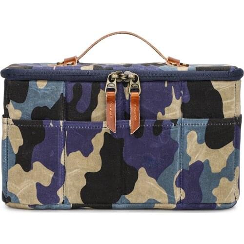 Waterproof Camouflage Portable Shockproof Canvas +Leather Camera HandBag Insert SLR Carry Case Photography Camera Lens Pouch