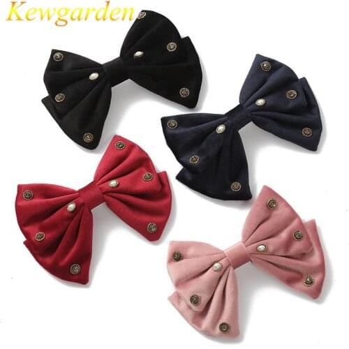 Kewgarden Temperament velvet bow children hairpin girls new hair ornaments spring clip 3pcs