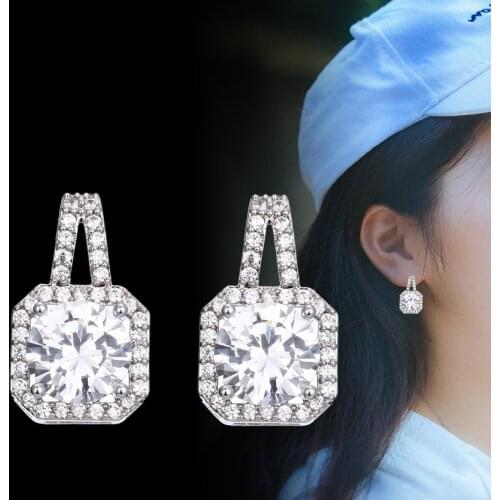 New Arrivals Korean Style Square Zircon Earrings For Women Lady Bridal Earrings Girls Gifts Pendientes Brincos 2021