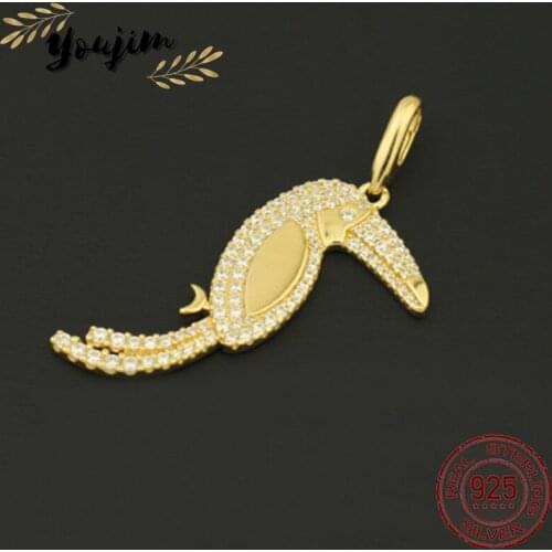 Summer Tropical Toucan Zircon Pendant Women Luxury Fashion Accessories Monaco Exquisite Jewelry Gift 925 Silver