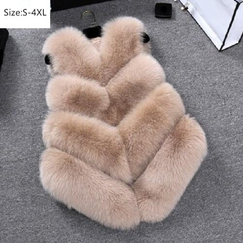 Plus Size S~4XL Women Autumn Winter Faux Fox Fur Vest Warm Female Waistcoats Hot Sale Casual Female Sleeveless Fur Jacket Coats
