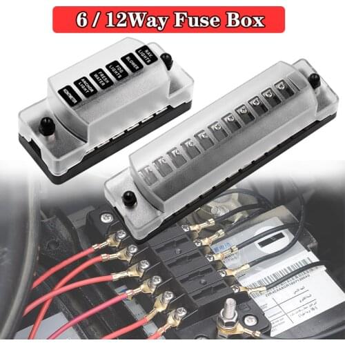 1SET 32V Plastic Cover Fuse Box Holder 6 Ways Independent Positive and Negative Fuse Box Without Fuse Pieces for Car Boat Marine
