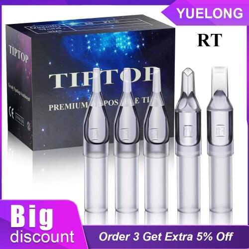 100pcs Disposable Gray Plastic Tattoo Tips 3/5/7/9/11/14/18RT Size Tattoo Tips for Round Liner Tattoo Needles Sterilize Tips