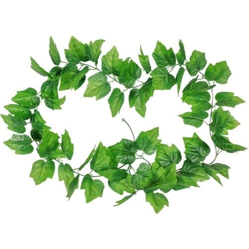 2Pcs ​Green Silk Artificial Hanging Ivy Leaf Garland Plants Vine grape Leaves Home Bathroom Decoration Garden Party Decor