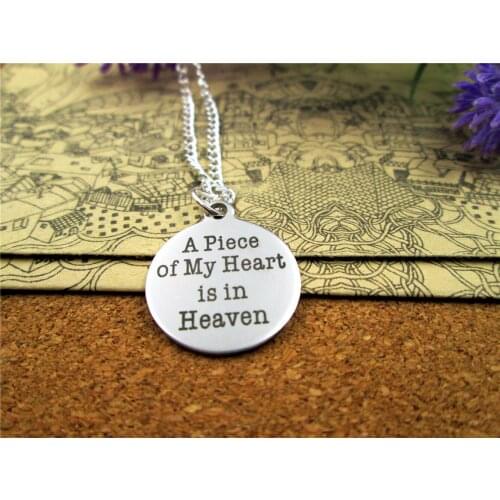 3pcs/lot Fashion stainless steel necklace "a piece of my heart is in heaven" Pendant necklace Gift more style for choosing