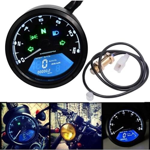 35% Hot Sales!!! LCD Digital Odometer Speedometer Gear Indicator Motorcycle Scooter Tachometer