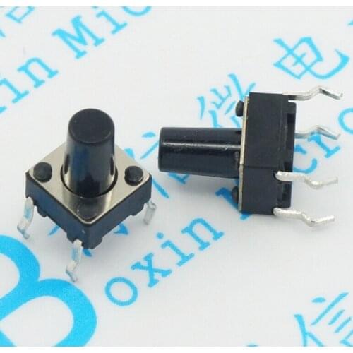 50Pcs/Lot Black Square 6*6*7Mm Square Four Feet Light Touch Switch