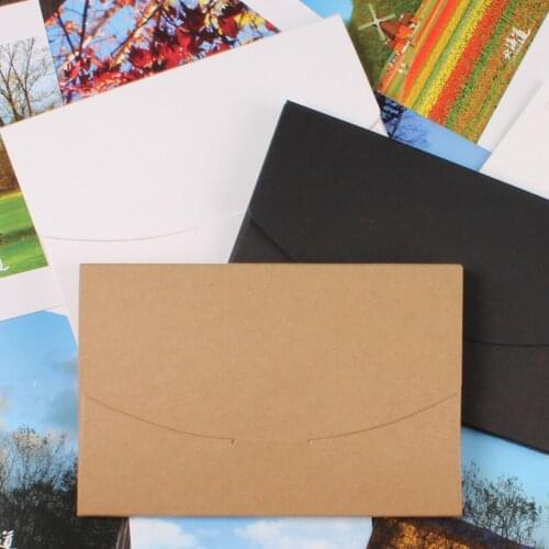 50pcs Lxwxd: 16x10.5x0.5cm Vintage Kraft Paper Envelope For Postcards Greeting Card Cover Photo Box Stationery Office Supplies