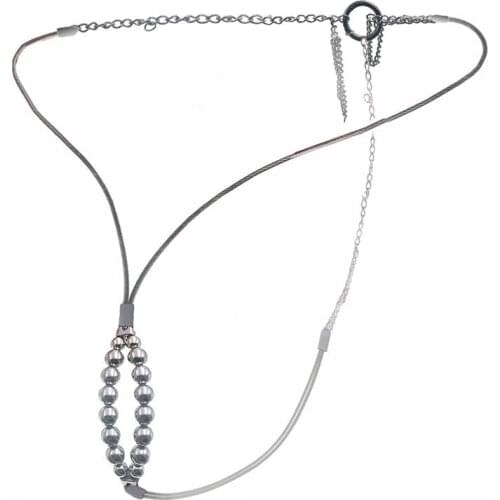 Pussy Accessory Clitoris Stimulate Stainless Steel Bead Labia Clip Chastity Belt Pant Massager Couple Climax Sex Adult Toys