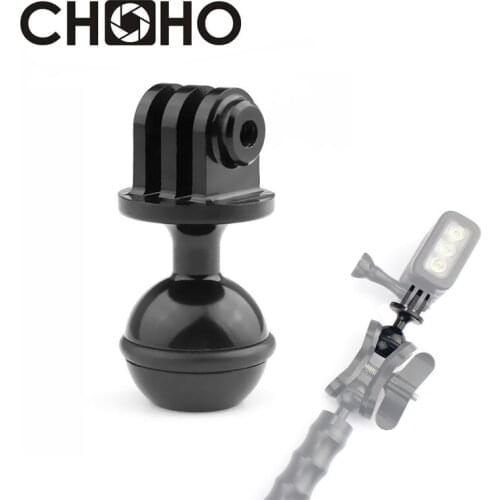 CNC Aluminum mount 360 Degree Rotation Ball Head Tripod Adapter Connertor For GoPro 9 8 7 6 5 SJCAM SJ5000 Xiaomi 4K Accessories