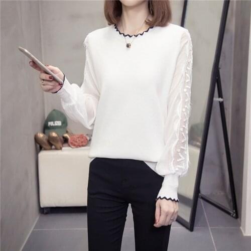 Black White Mesh Stitch Oversized Plus Large Size Female Pullover Woman Blouses Winter WomenS Sweaters Clothing Latest A6331