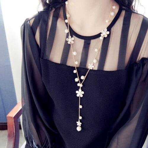 Five-leaf flower tassel long necklace jewelry Necklace for Women Fashion Jewelry Tassel Necklaces & Pendants